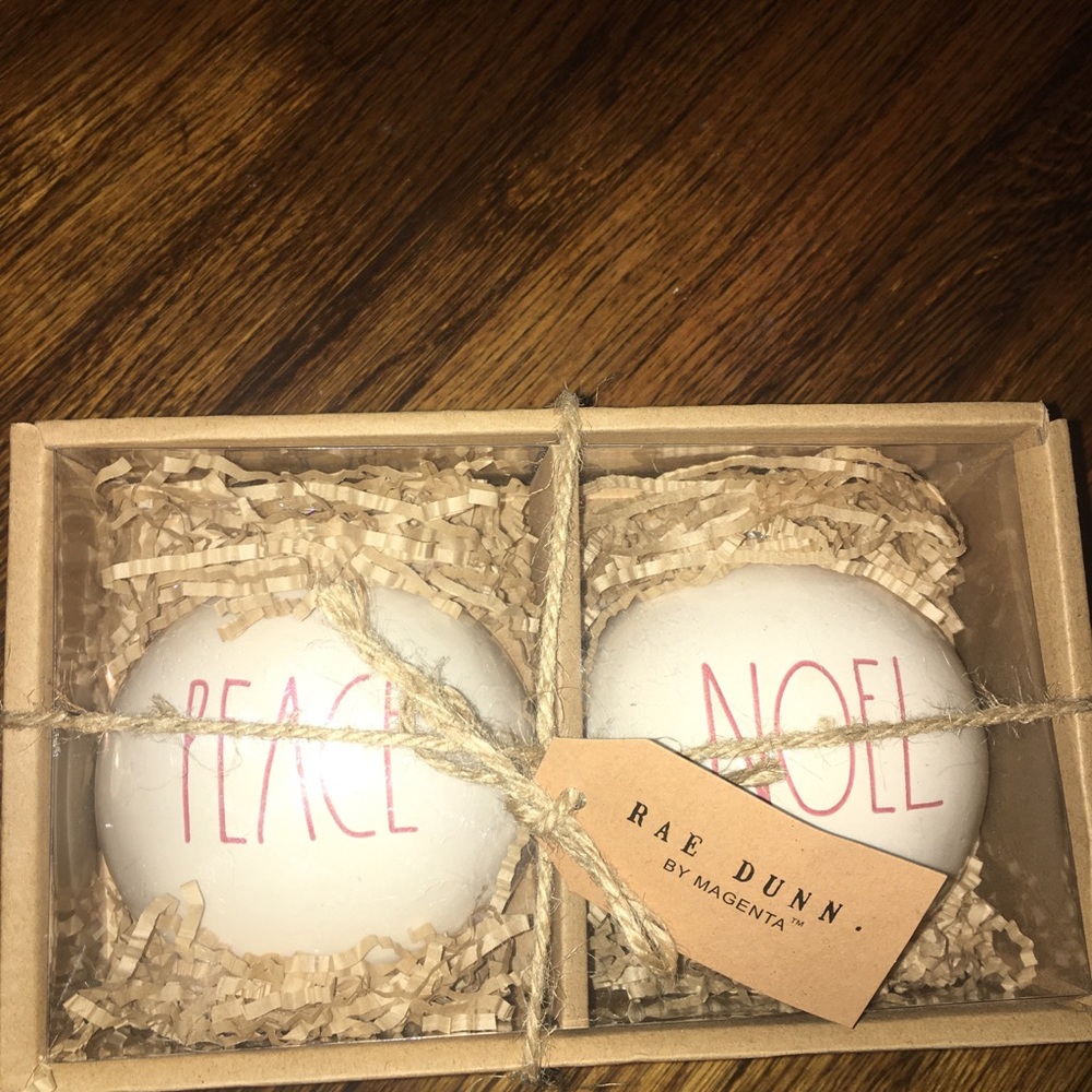 Rae Dunn Chrisrmas Ornaments Peace & Noel Set